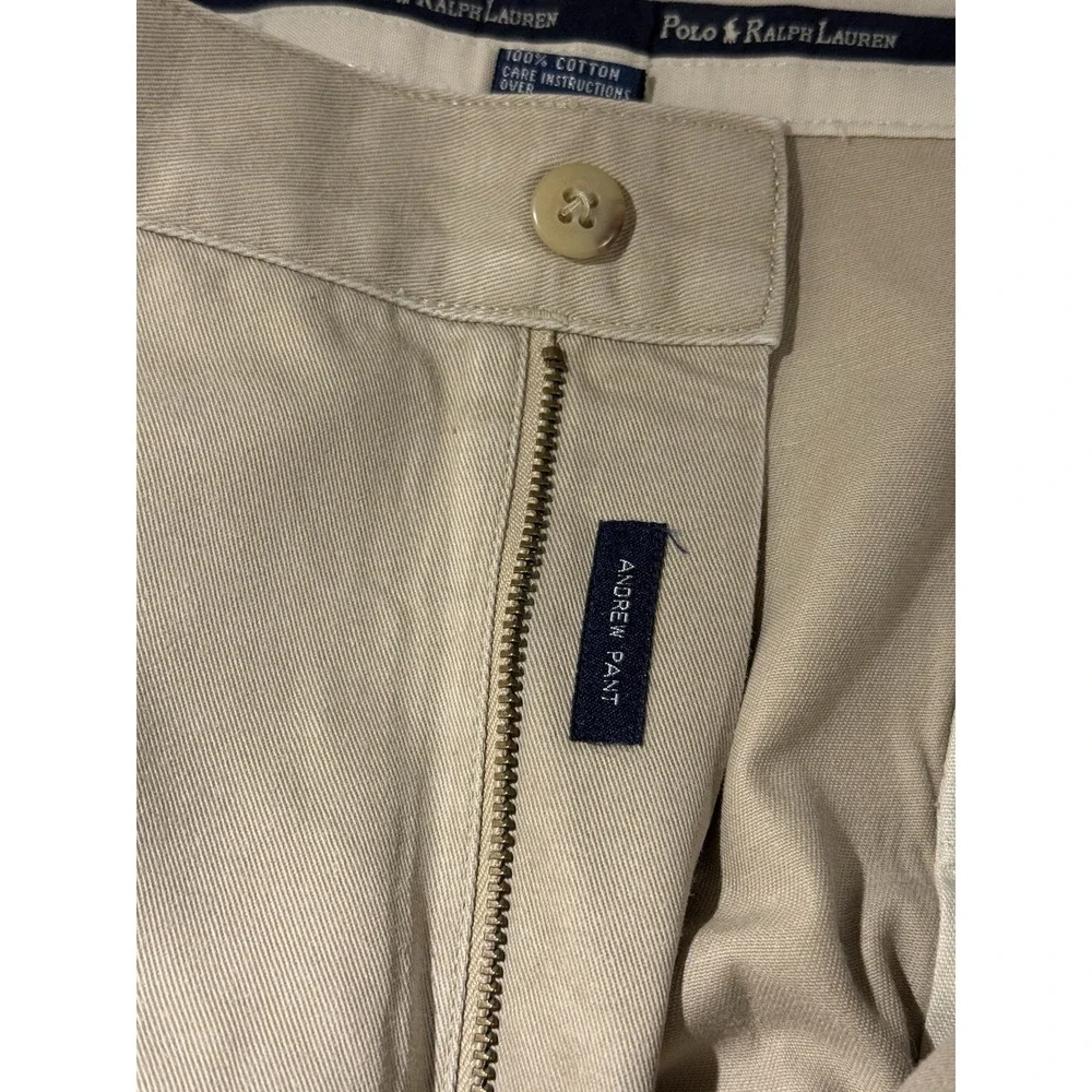 Vintage Polo Ralph Lauren Andrew Pant Men's 40x30 (38x30) Pleated‎ Chino Tan